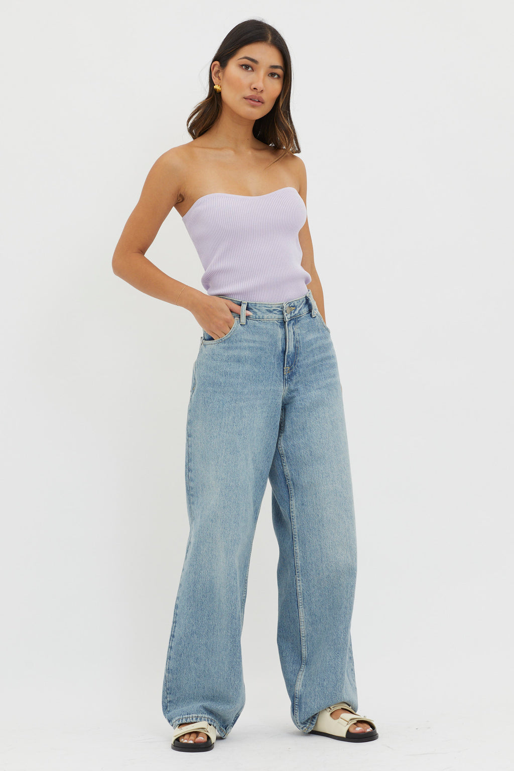 Flora Strapless Knit Top Lilac by Selfie Leslie