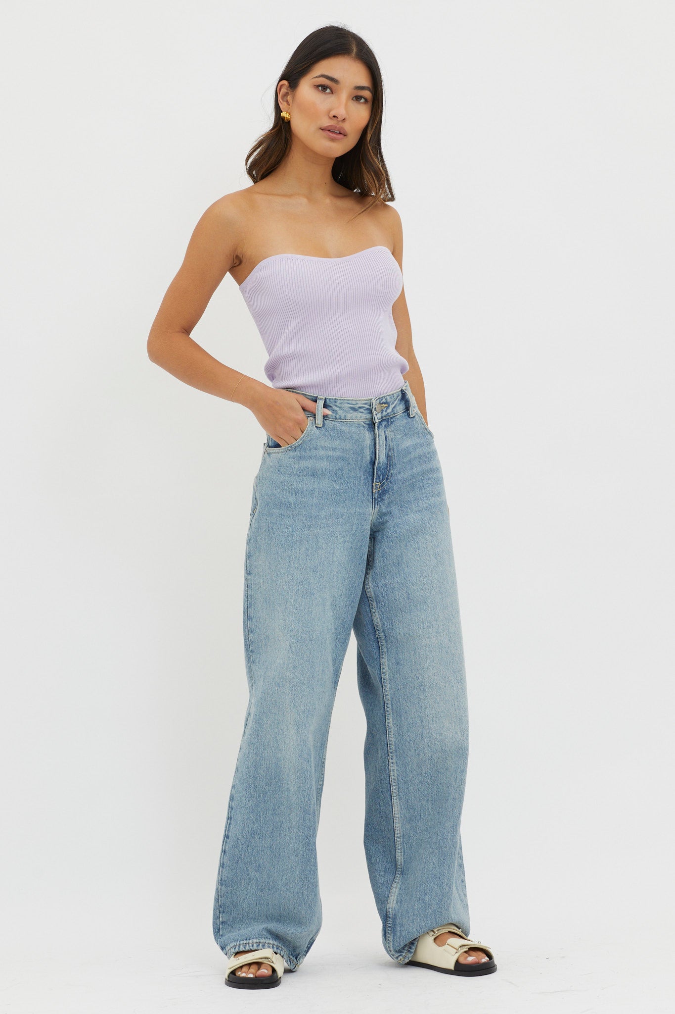 Flora Strapless Knit Top Lilac by Selfie Leslie
