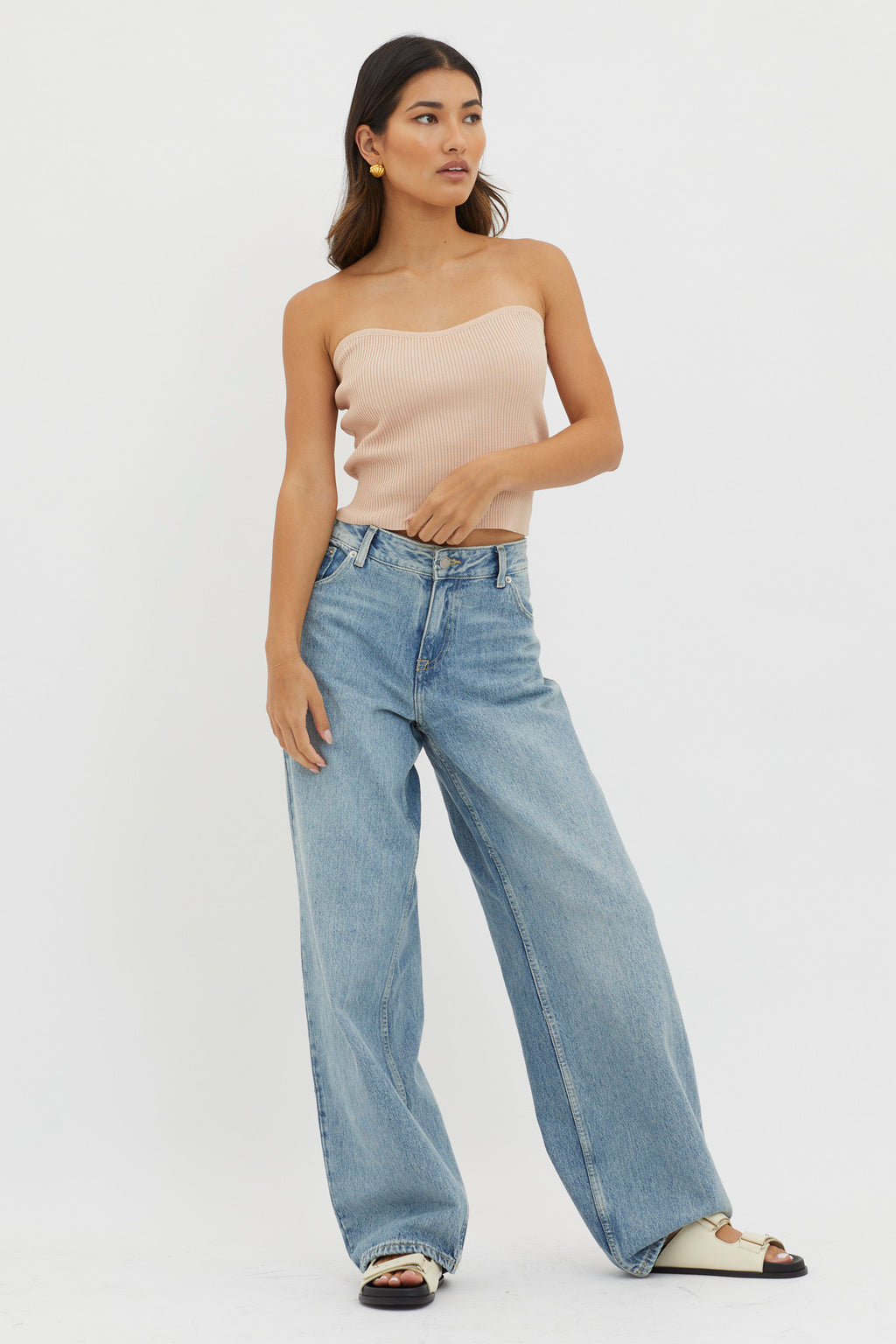 Flora Strapless Knit Top Mocha by Selfie Leslie