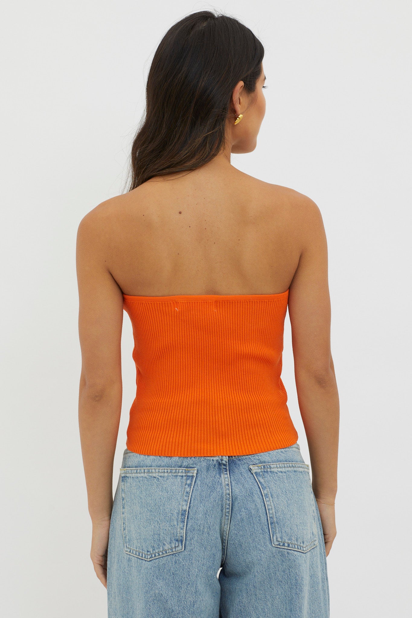 Flora Strapless Knit Top Orange by Selfie Leslie