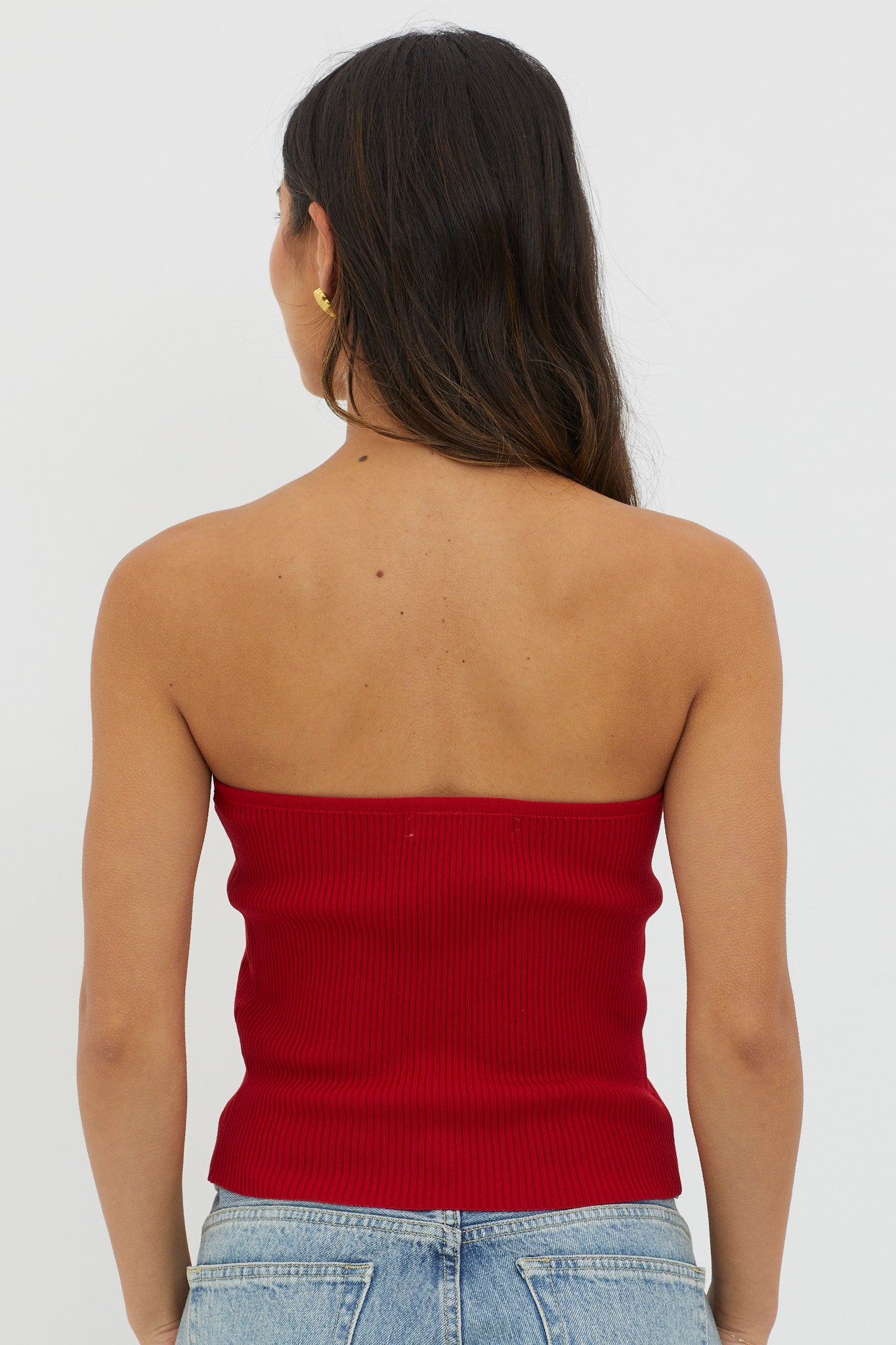 Flora Strapless Knit Top Wine by Selfie Leslie