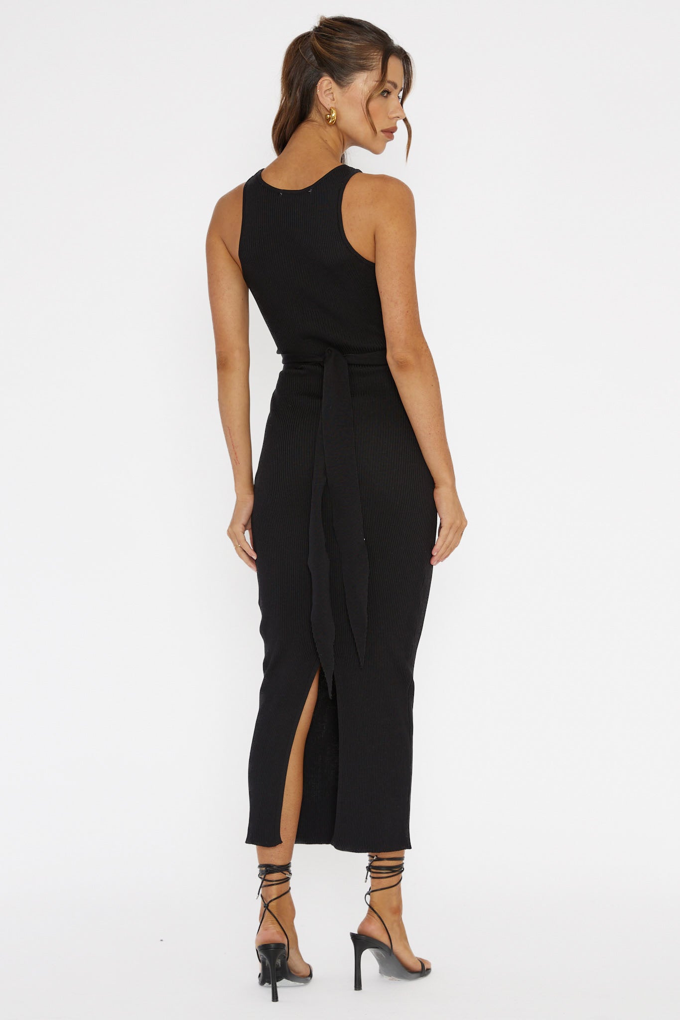 Charmed Me Ribbed Knit Midi Dress Black Selfie Leslie Charmed Me Ribbed Knit Midi Dress Black Selfie Leslie