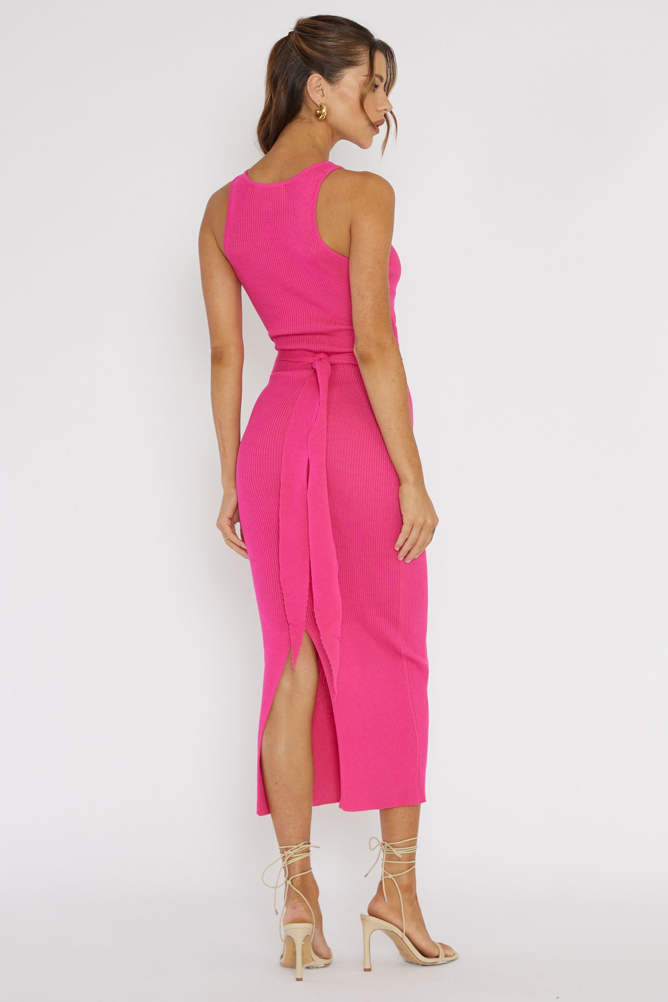 Charmed Me Ribbed Knit Midi Dress Hot Pink Charmed Me Ribbed Knit Midi Dress Hot Pink