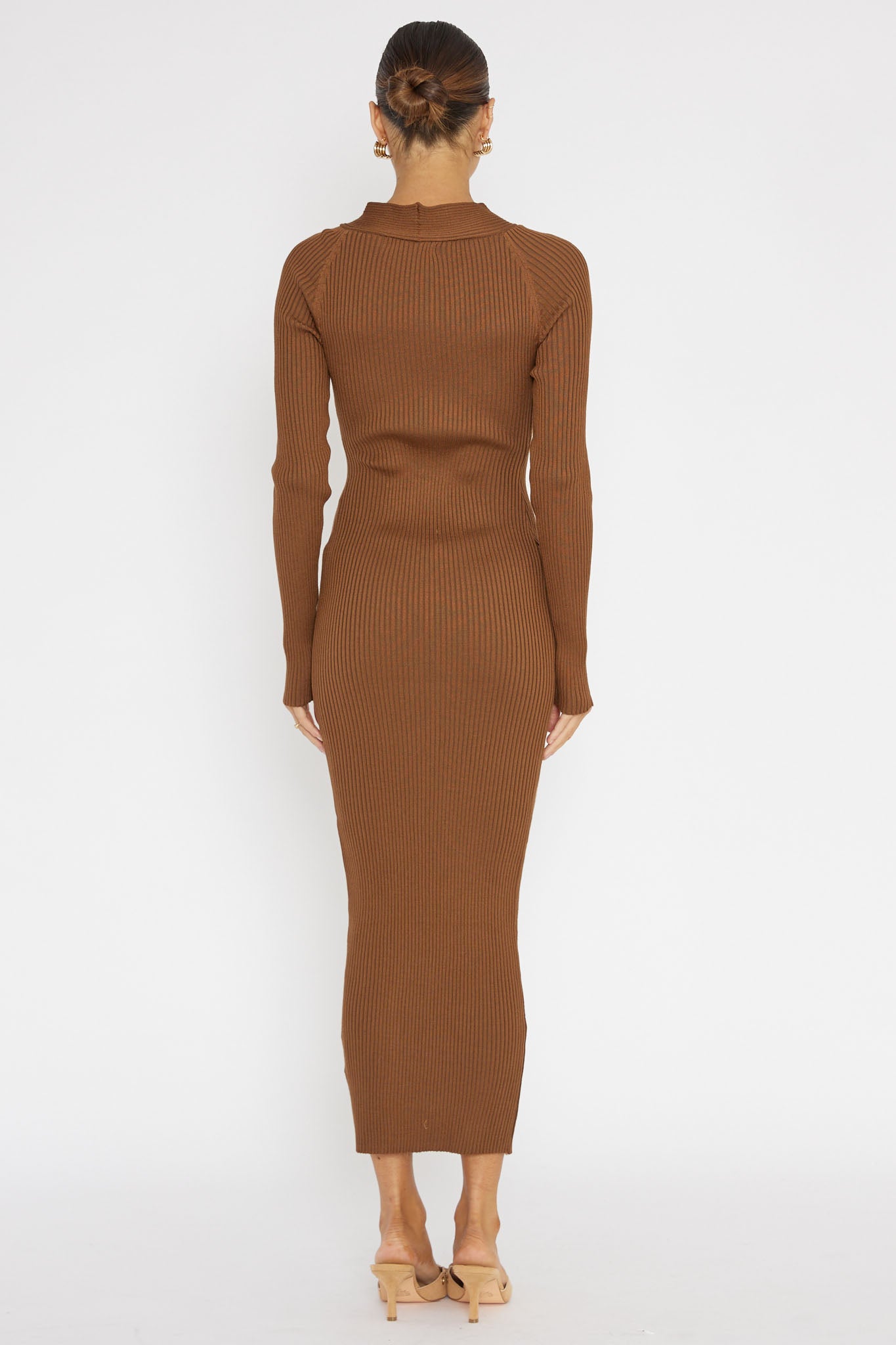 One Mind Cut-Out Neckline Knit Midi Dress Chocolate | Selfie Leslie One Mind Cut-Out Neckline Knit Midi Dress Chocolate | Selfie Leslie