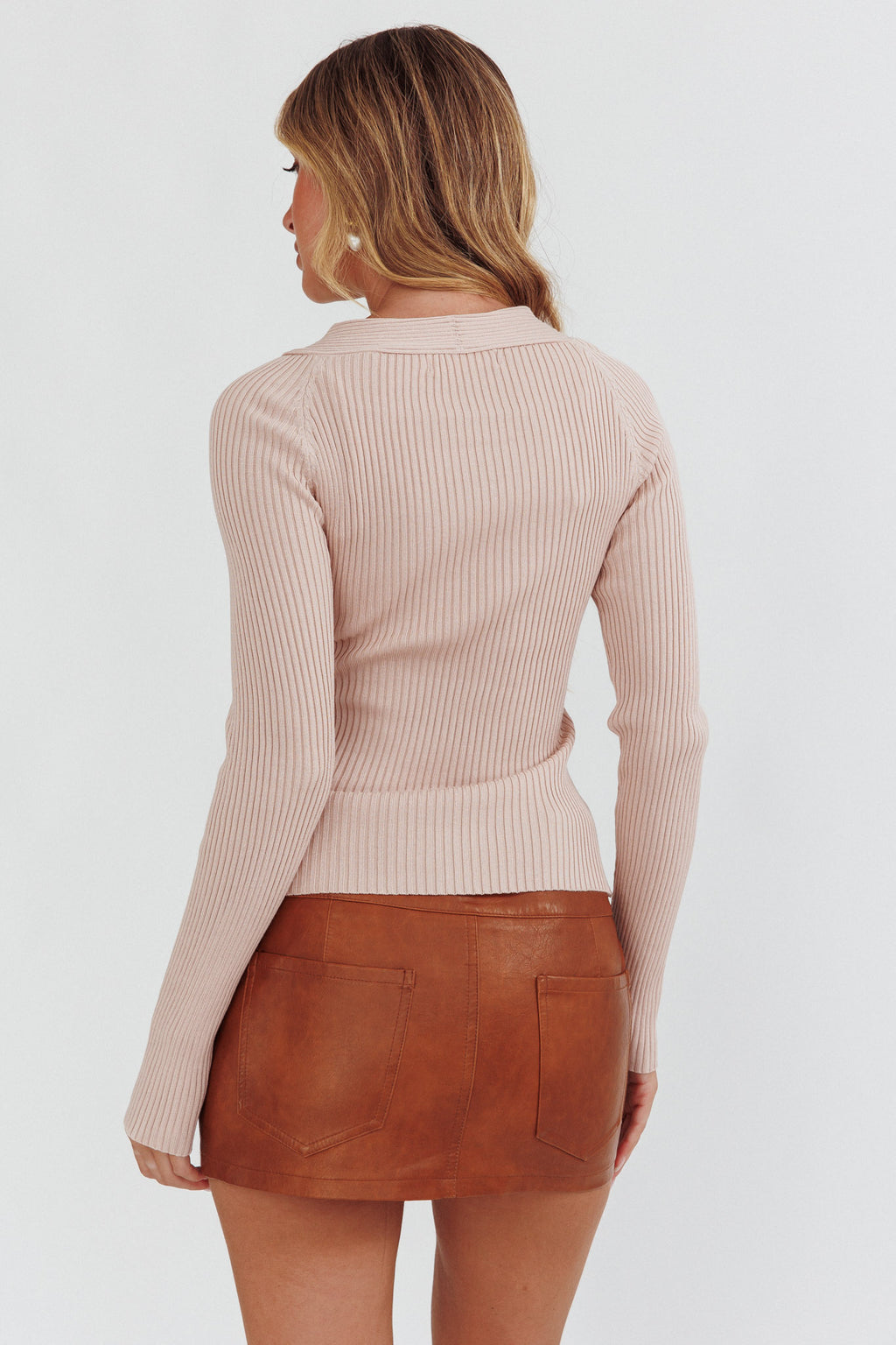 One Mind Cut-Out Neckline Knit Top Mocha by Selfie Leslie