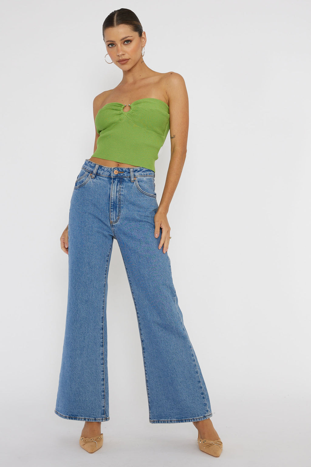 Real Talk Sweetheart Neckline Top Green by Selfie Leslie