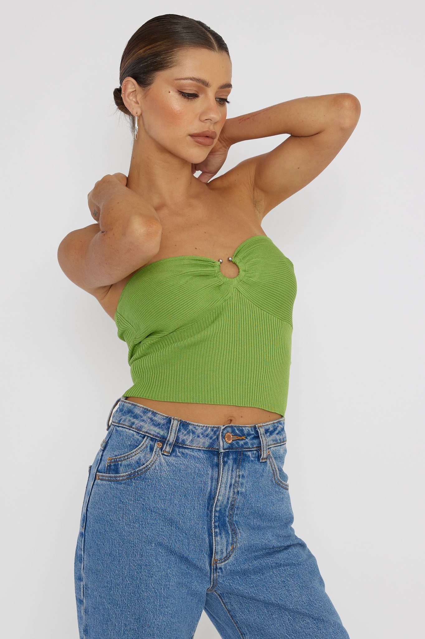 Real Talk Sweetheart Neckline Top Green by Selfie Leslie