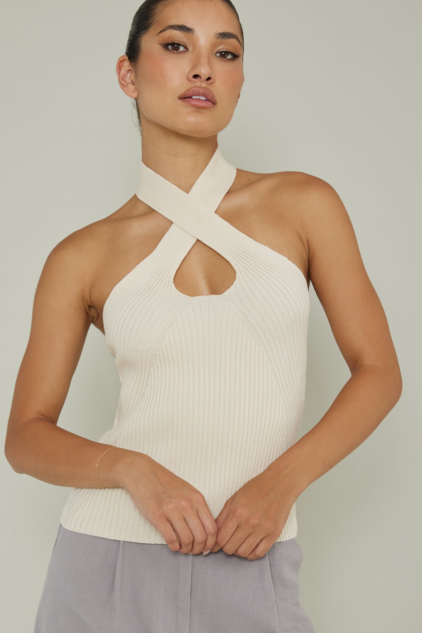Hold Out Halter Top Cream
