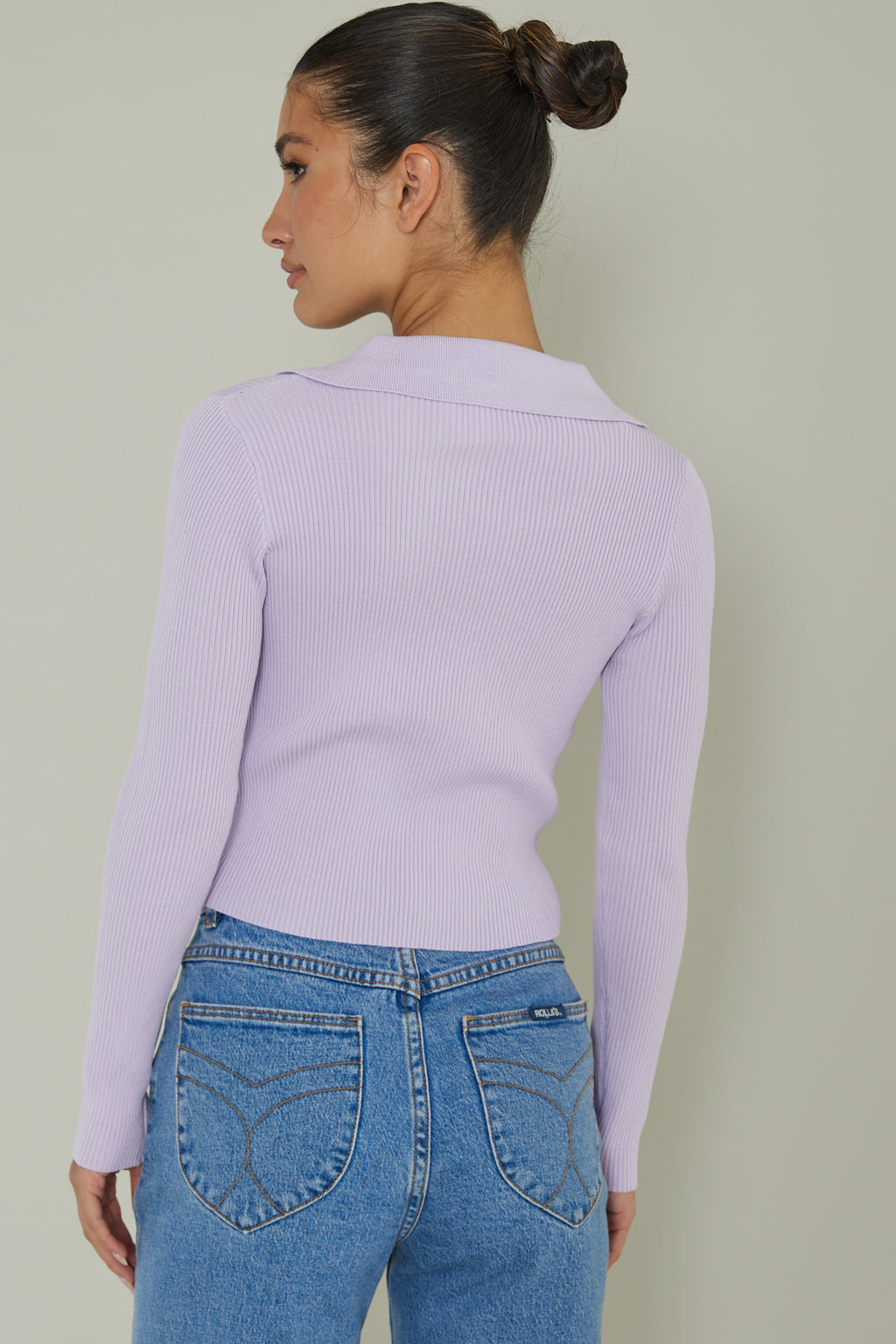 Lake Days Collared Knit Top Lilac by Selfie Leslie