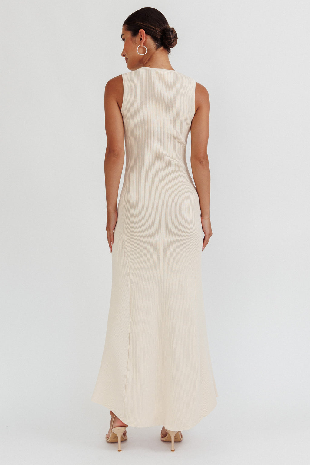Braylee Sleeveless Ribbed Knit Maxi Dress Cream by Selfie Leslie