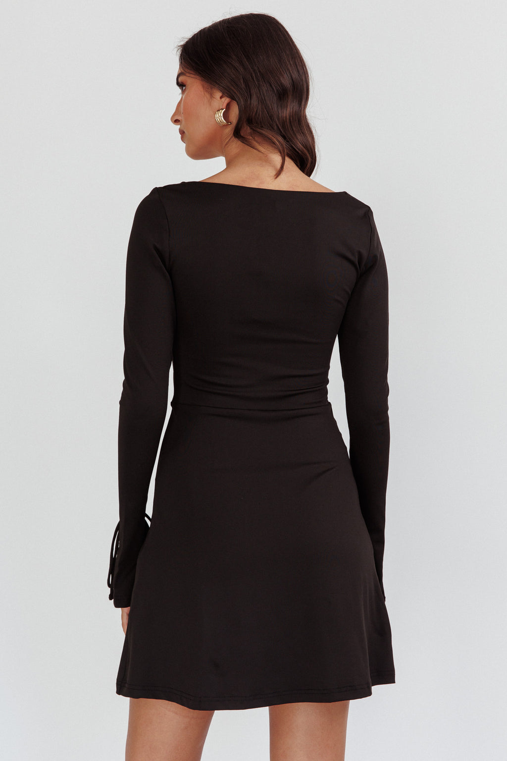 Safe Keeping Long Sleeve Mini Dress Black by Selfie Leslie