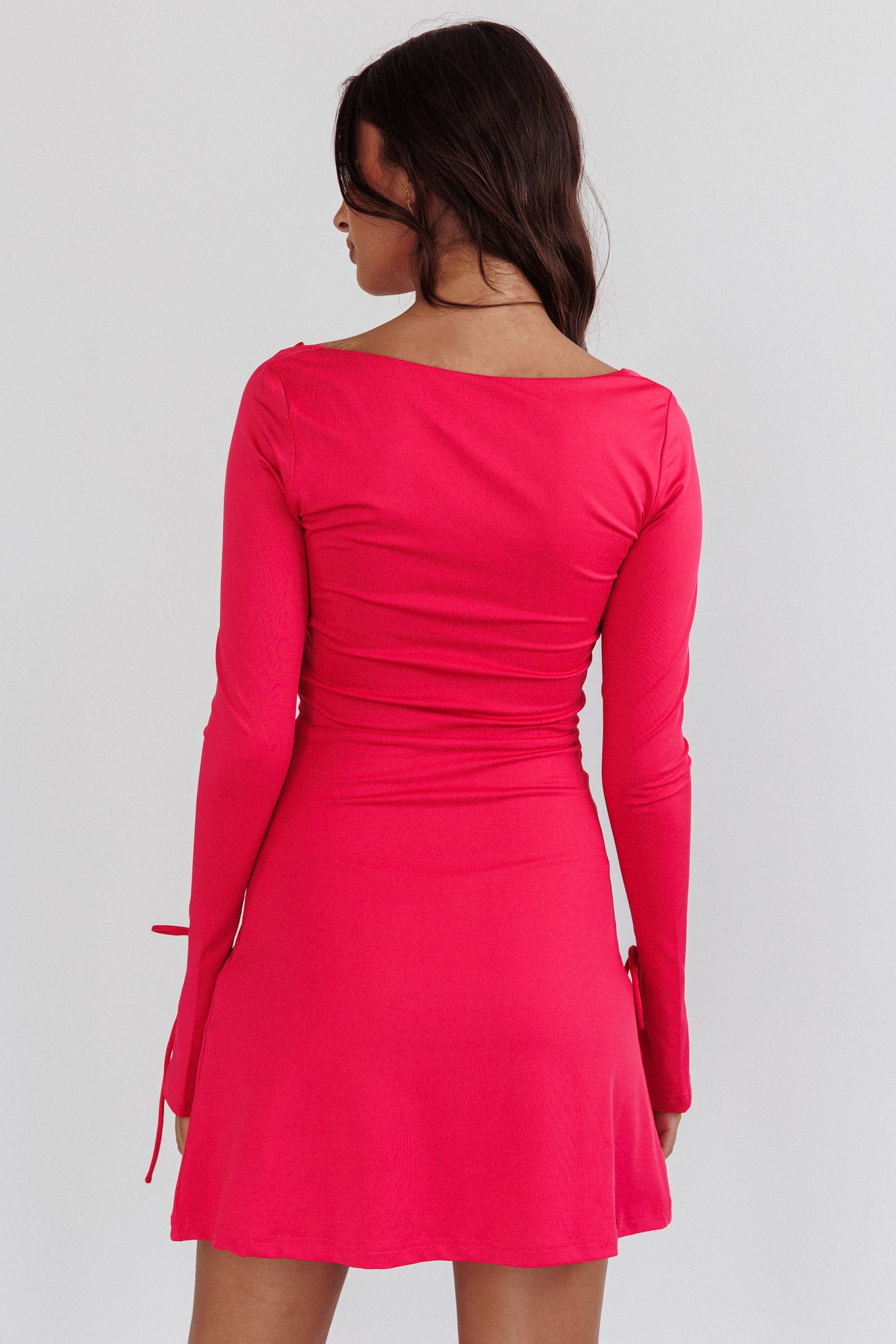 Safe Keeping Long Sleeve Mini Dress Hot Pink - S Safe Keeping Long Sleeve Mini Dress Hot Pink - S