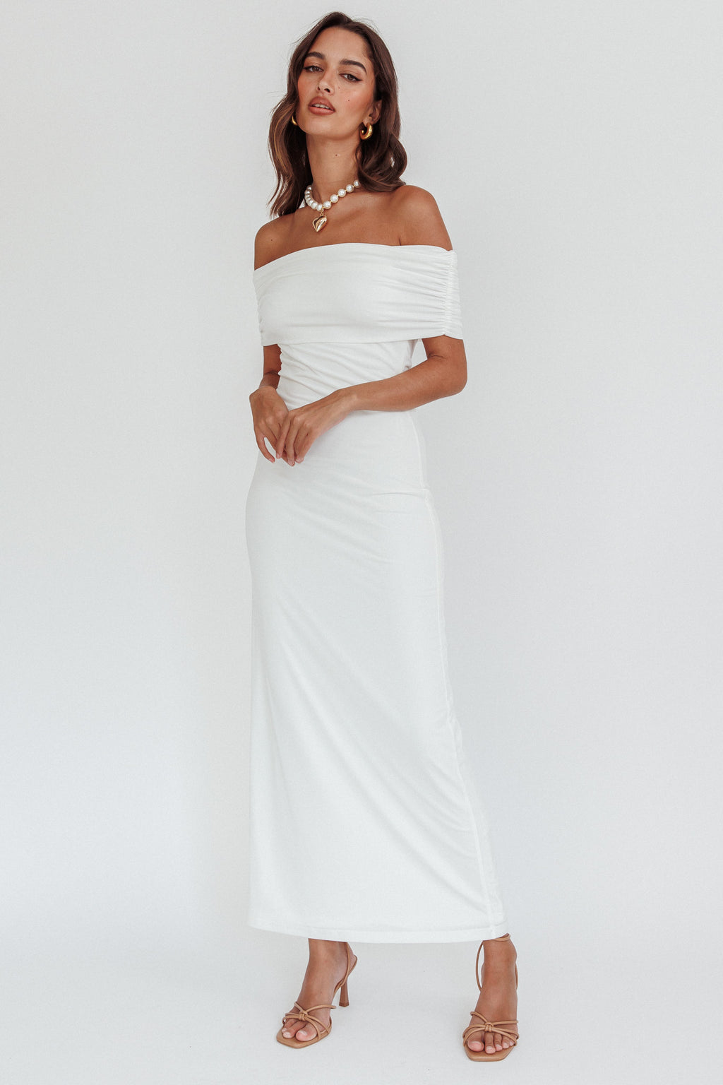 Cruising Sunset Off Shoulder Dress Off White by Selfie Leslie