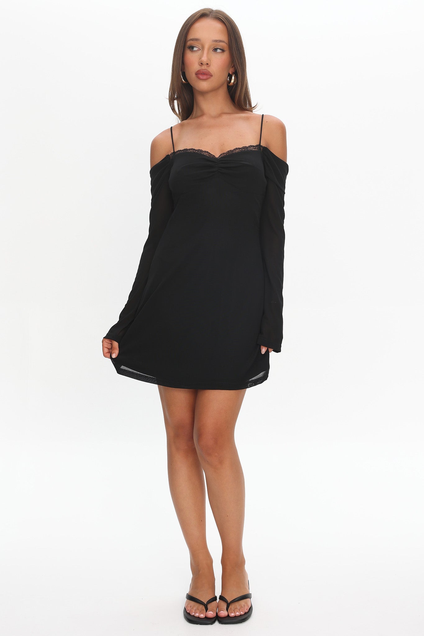 French Girl Long Sleeve Mini Dress Black - XL French Girl Long Sleeve Mini Dress Black - XL