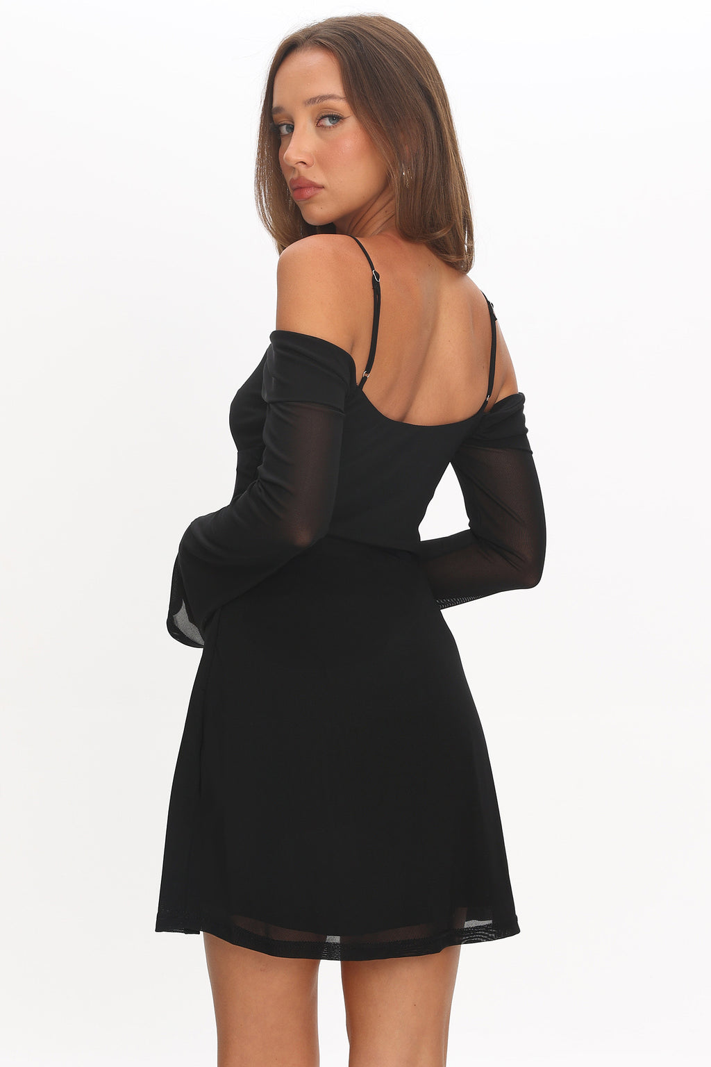 French Girl Long Sleeve Mini Dress Black by Selfie Leslie