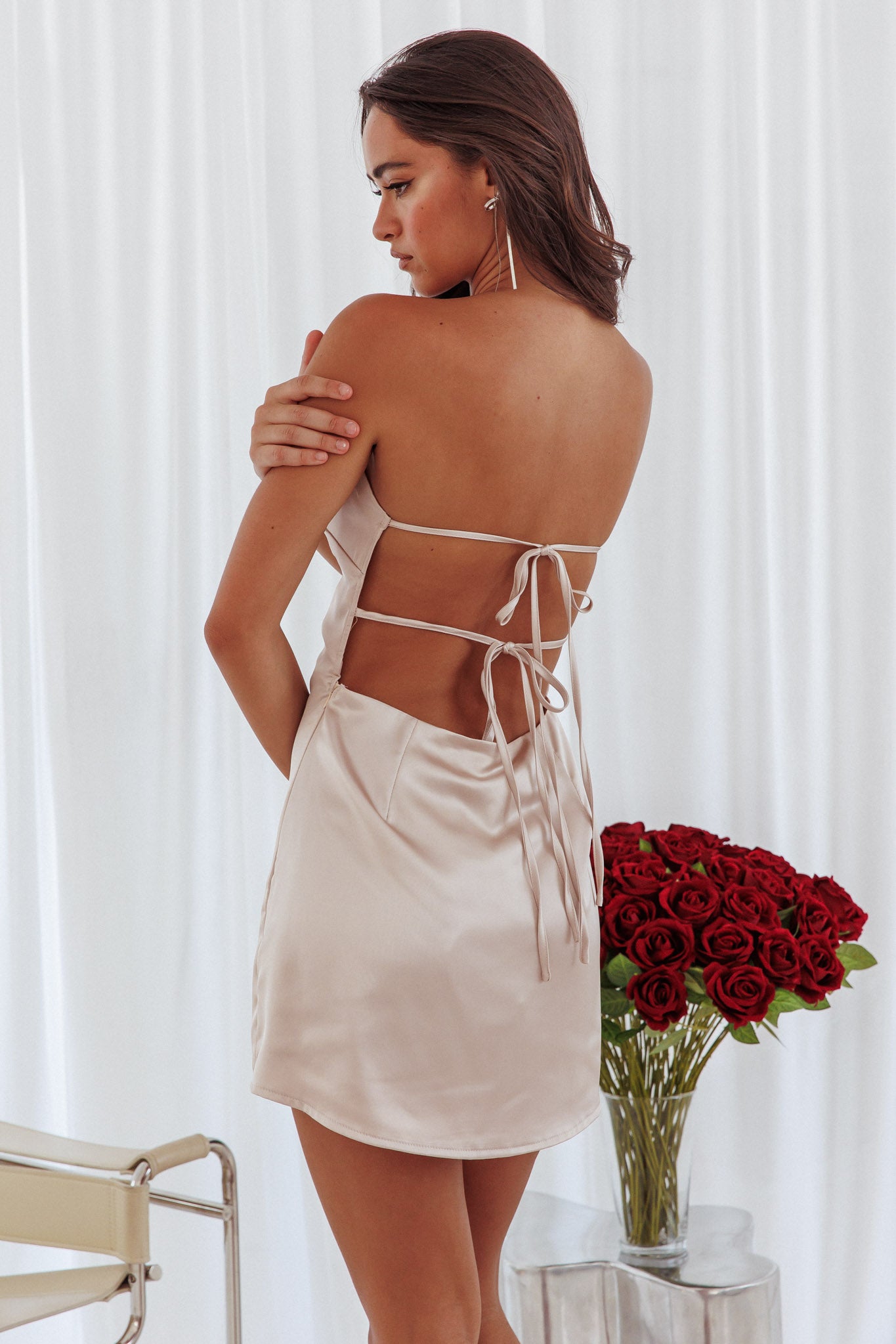 Loreine Tied Back Mini Dress Cream