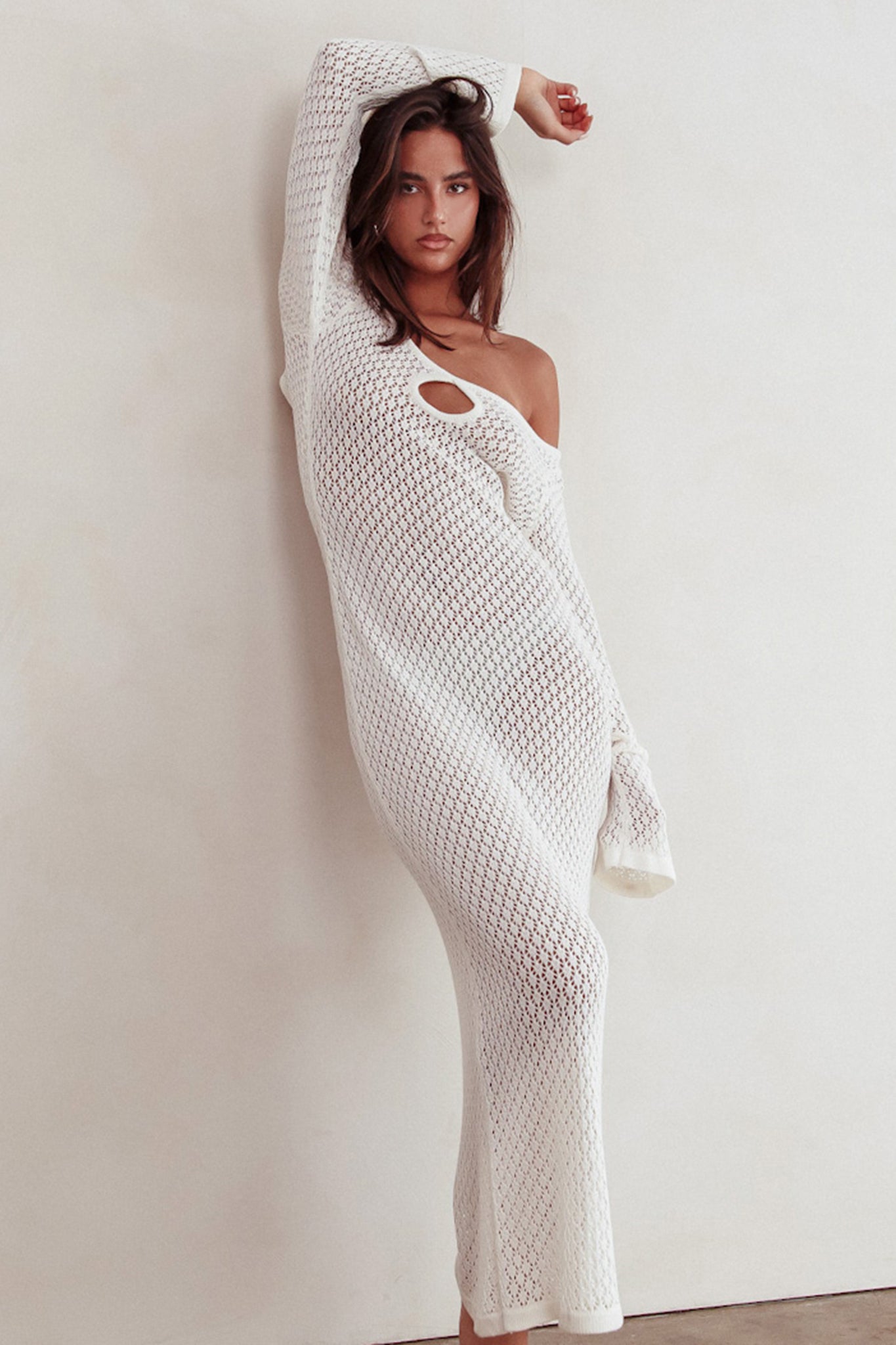 Hold My Heart Knit Maxi Dress Off White by Selfie Leslie