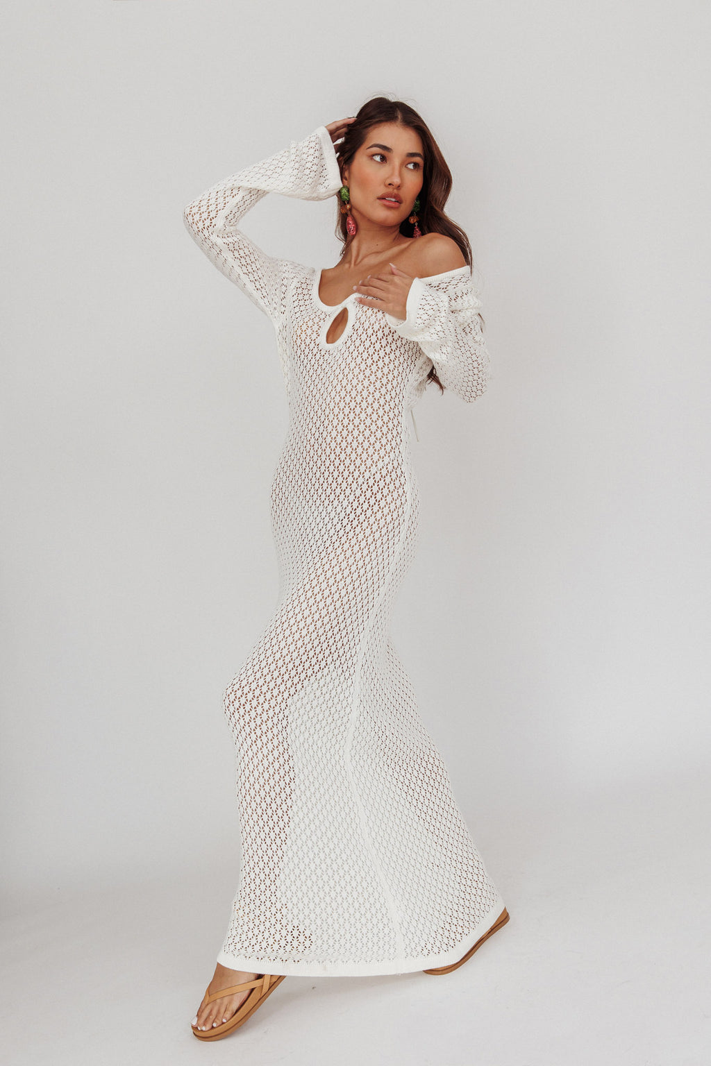 Hold My Heart Knit Maxi Dress Off White by Selfie Leslie