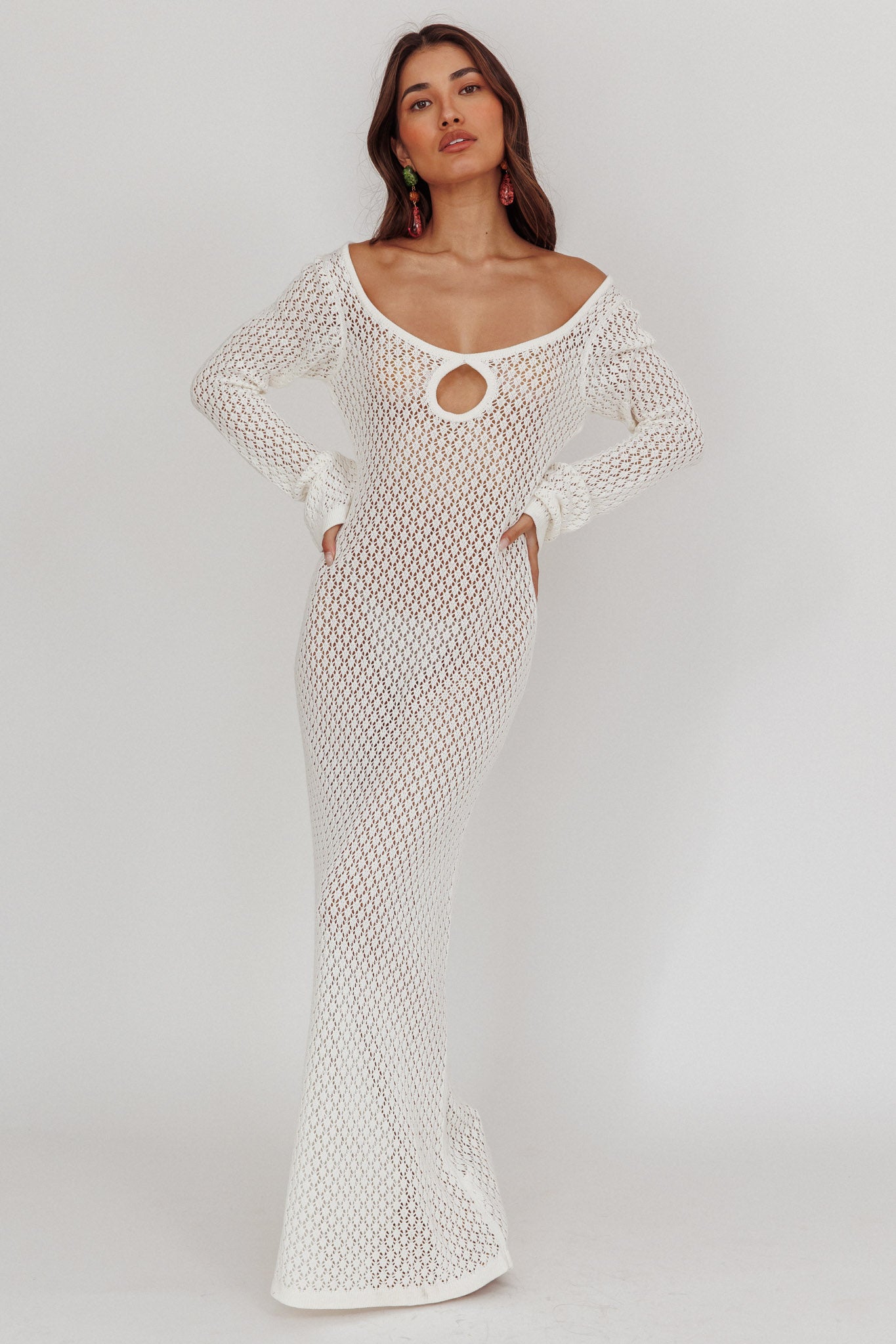 Hold My Heart Knit Maxi Dress Off White by Selfie Leslie