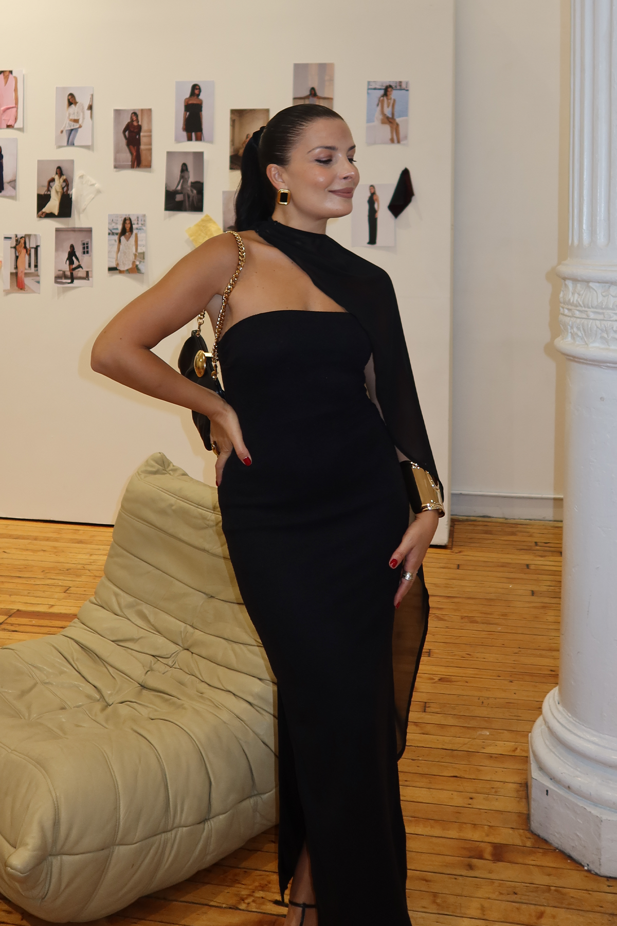 Maureena Draped Scarf Maxi Dress Black by Selfie Leslie
