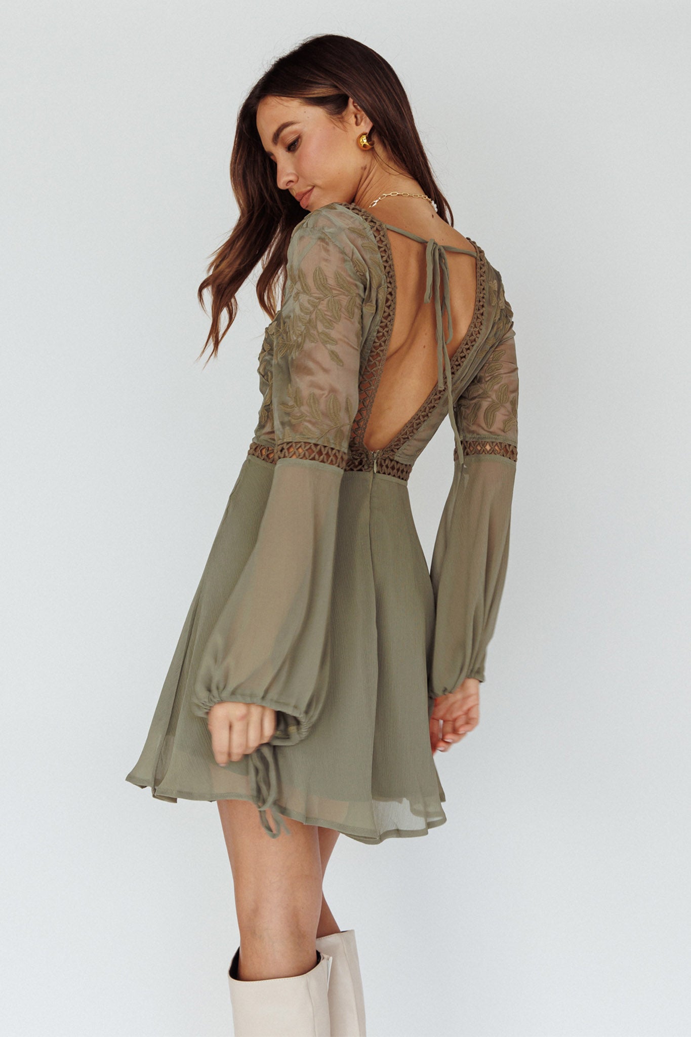 Carson Crochet Details Dress Olive by Selfie Leslie