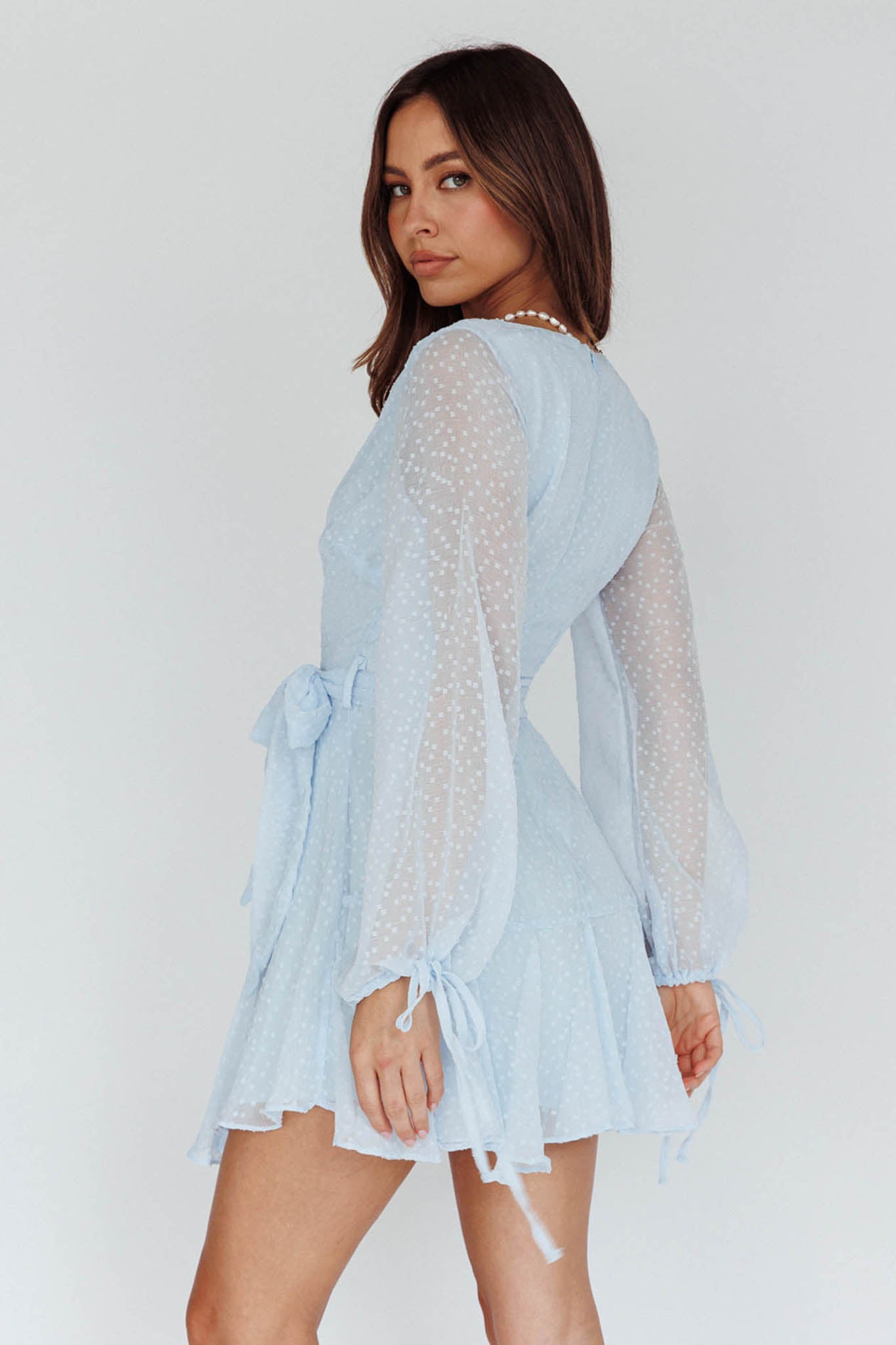Sheri Hail Spot Chiffon Dress Blue by Selfie Leslie