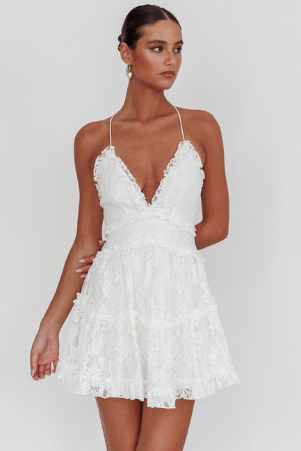 Shop the Laney Low Back Cami Strap Dress Lace White