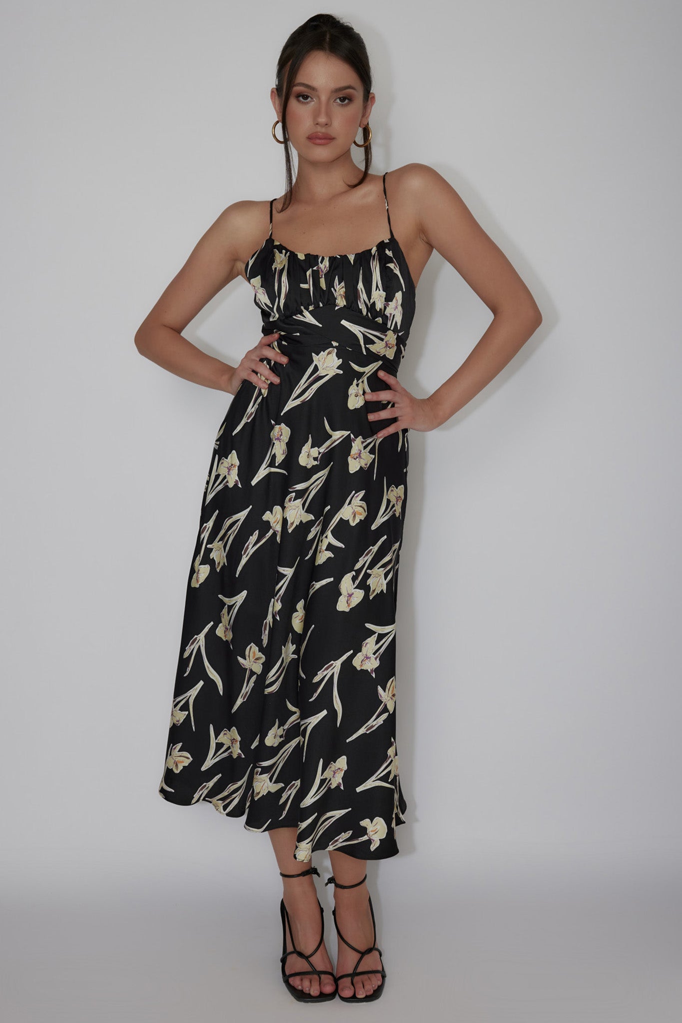 Linka Cami Strap Midi Dress Orchid Black by Selfie Leslie