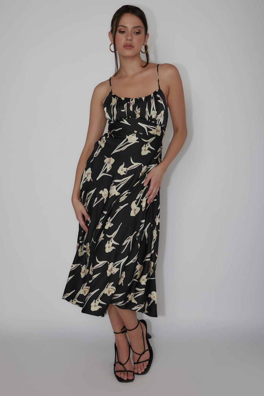 Linka Cami Strap Midi Dress Orchid Black by Selfie Leslie