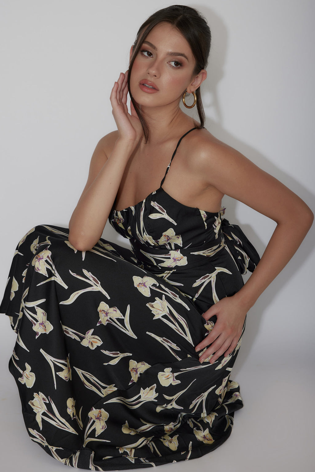 Linka Cami Strap Midi Dress Orchid Black by Selfie Leslie