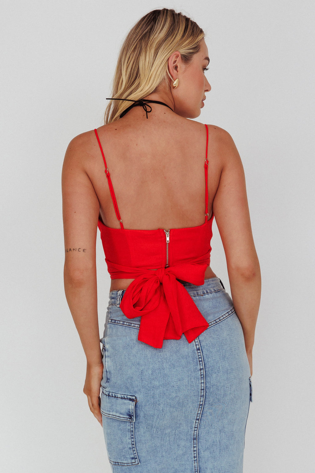 Linka Cami Strap Crop Top Red by Selfie Leslie