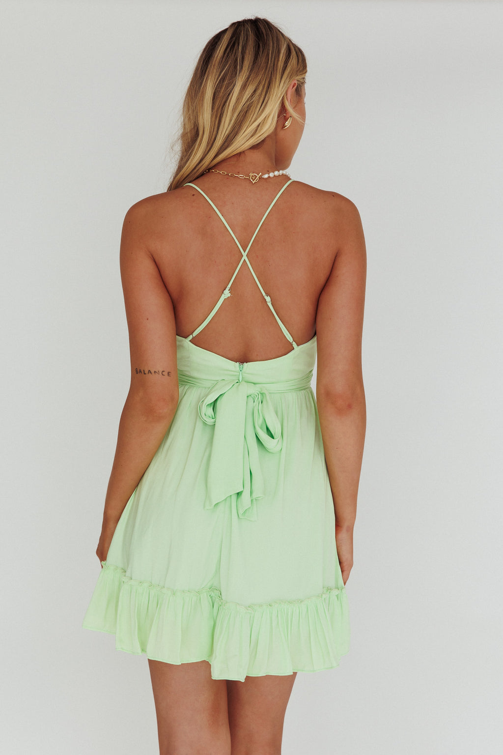 Linka Ruched Bust Criss-Cross Back Dress Apple by Selfie Leslie