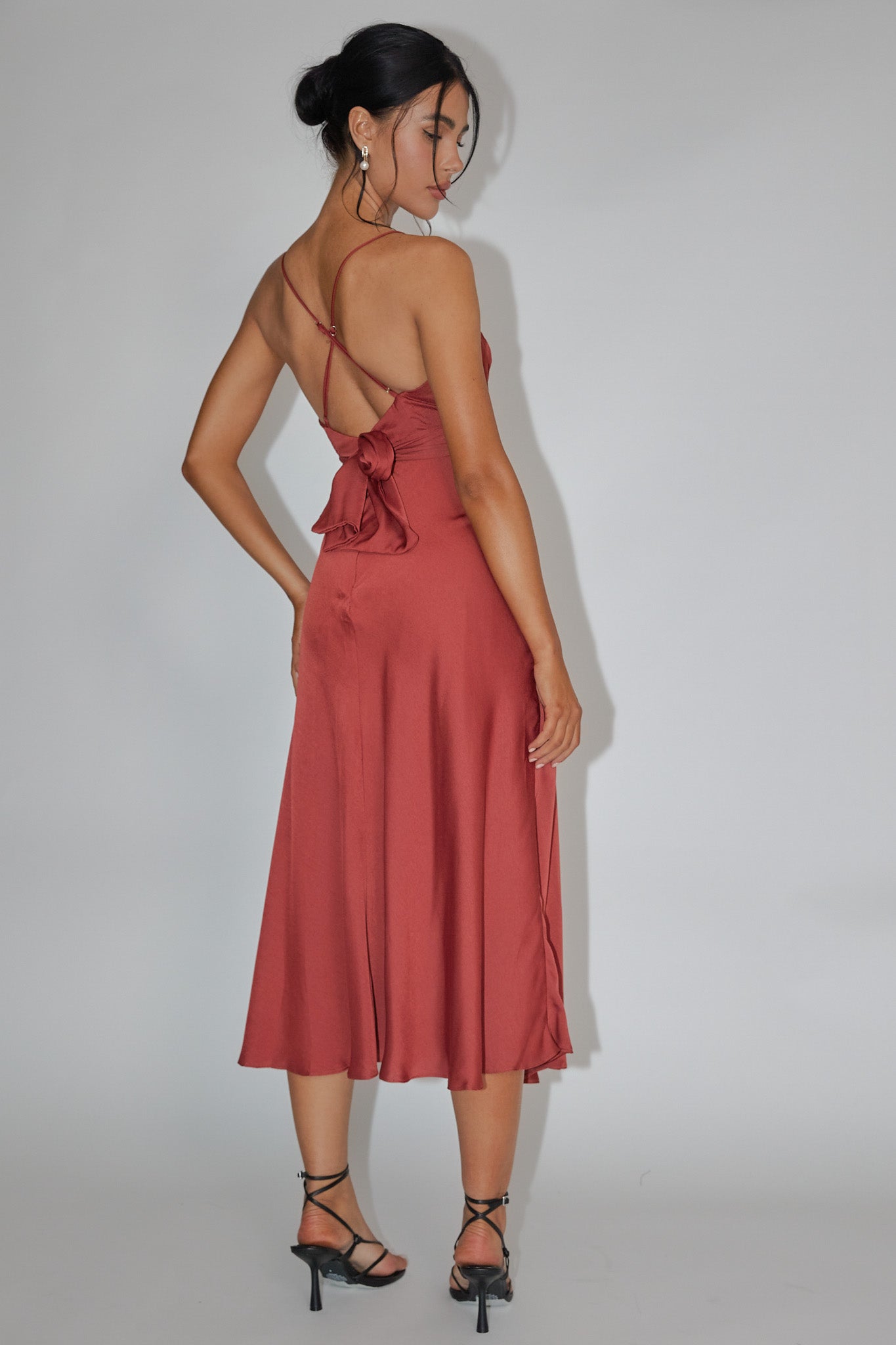 Linka Cami Strap Midi Dress Chocolate by Selfie Leslie