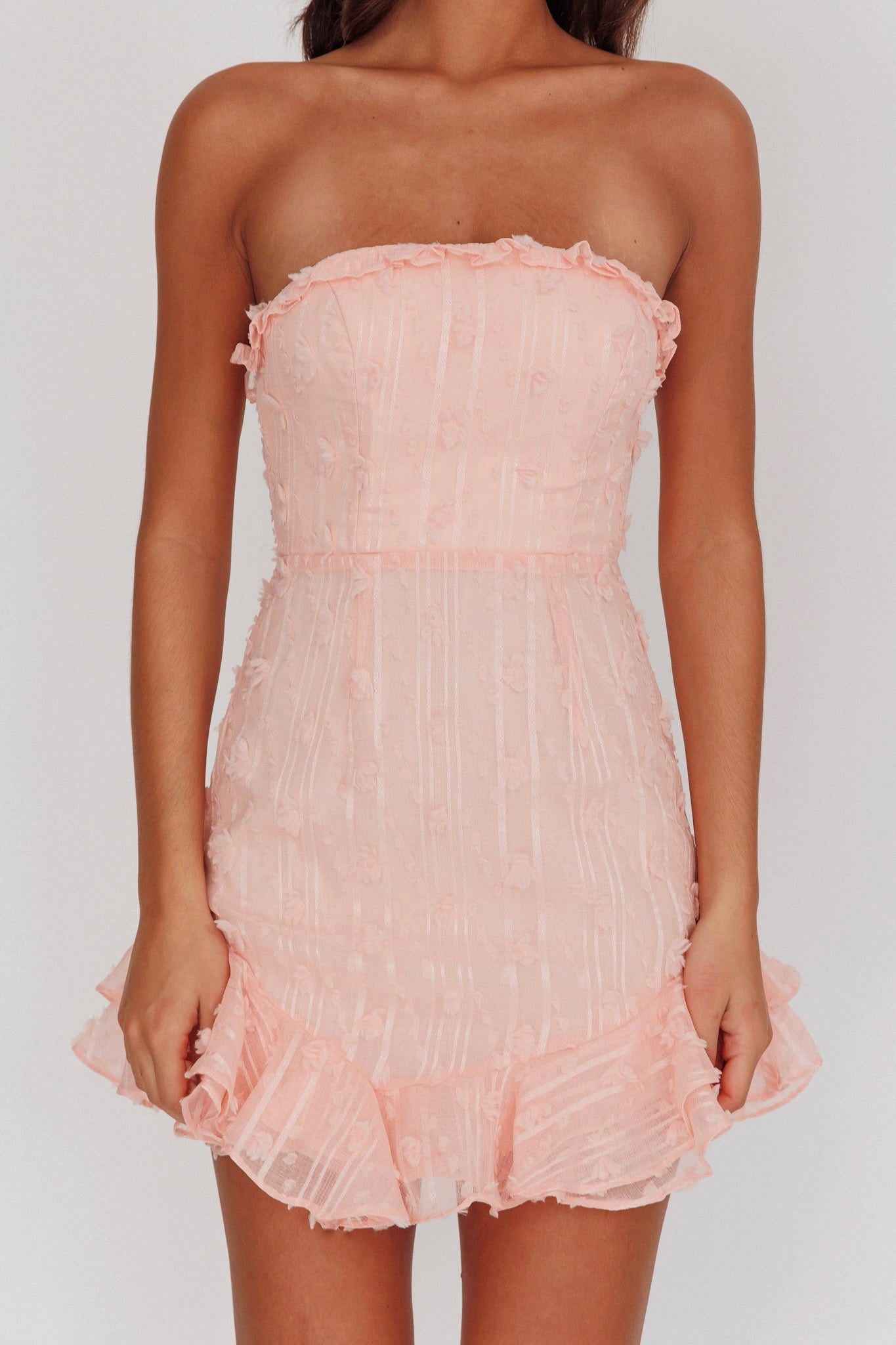 Cece Embellished Bandeau Dress Blush by Selfie Leslie