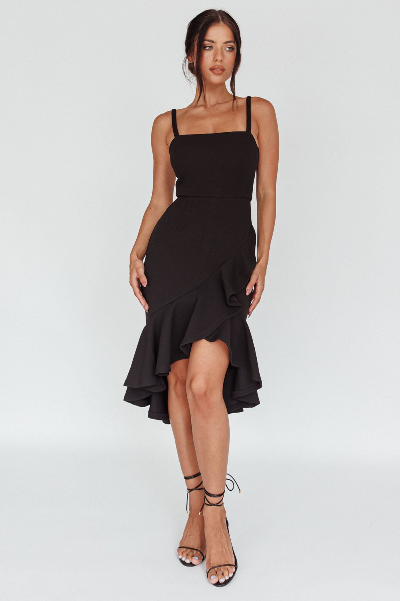 Cartagena High-Low Asymmetric Salsa Dress Black by Selfie Leslie