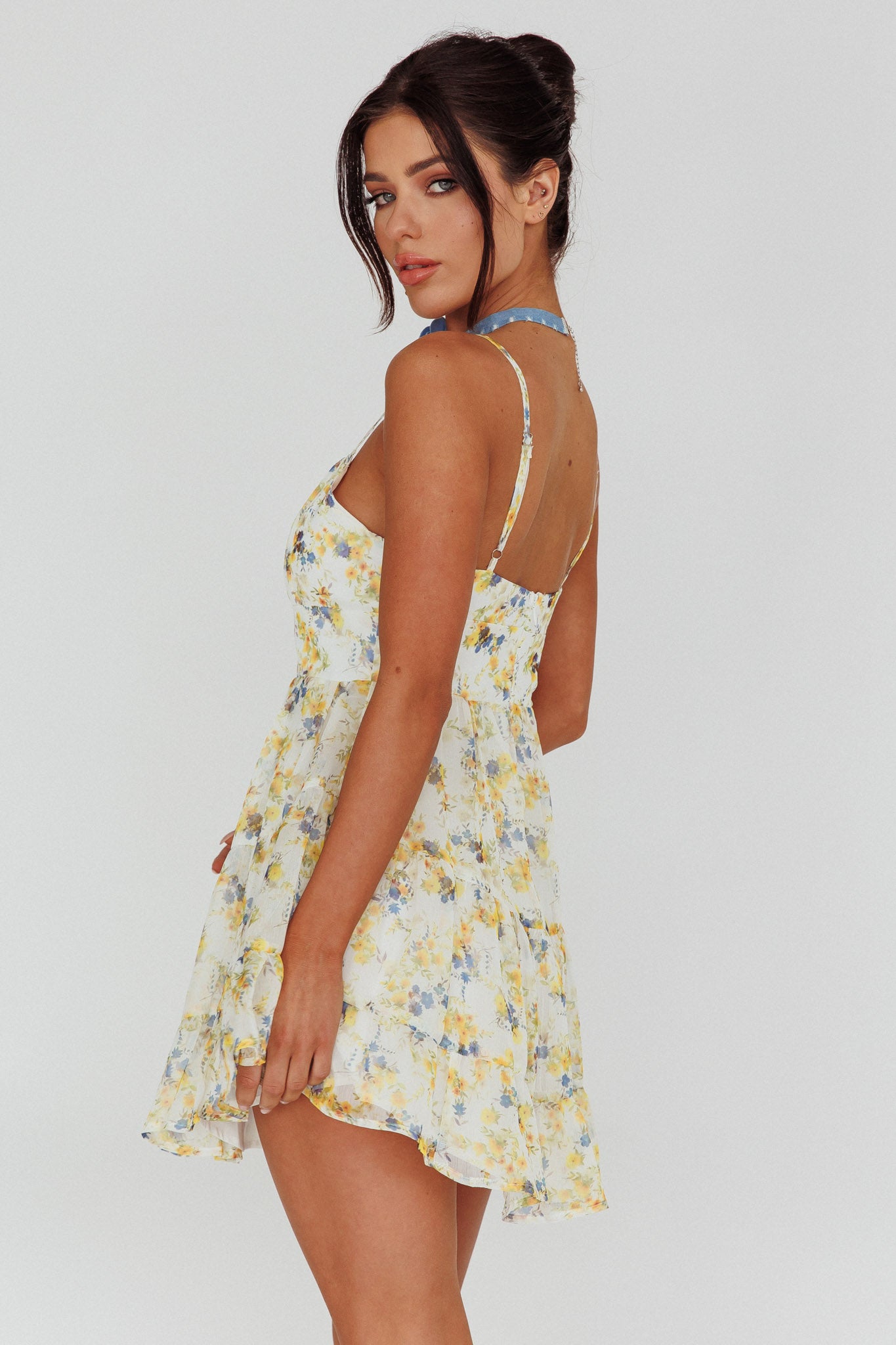 Eternal Sunshine Gathered Bust Babydoll Dress Vintage Blue by Selfie Leslie