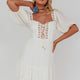 Golden Hour Lace-Up Front Crochet Dress White