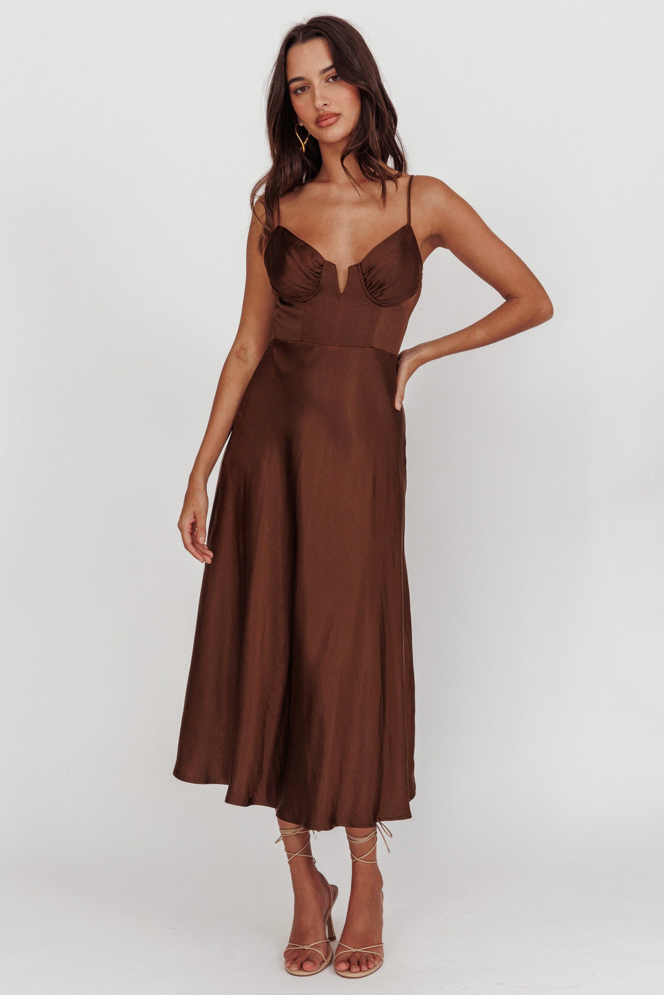 lake como fitted bodice cami strap midi dress Lake Como Fitted Bodice Cami Strap Midi Dress Cherry