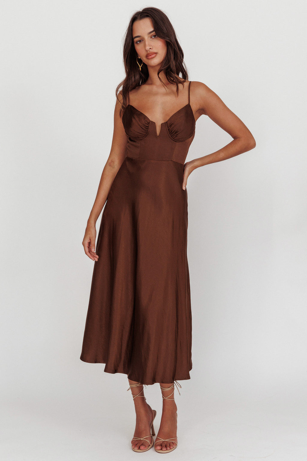 Lake Como A-Line Midi Dress Brown | Selfie Leslie Lake Como A-Line Midi Dress Brown | Selfie Leslie