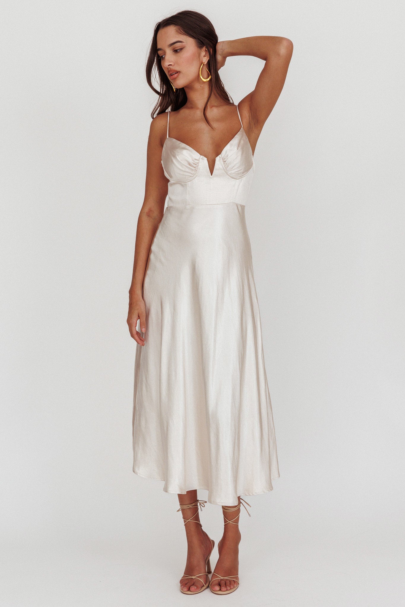 Lake Como A-Line Midi Dress Champagne– Selfie Leslie
