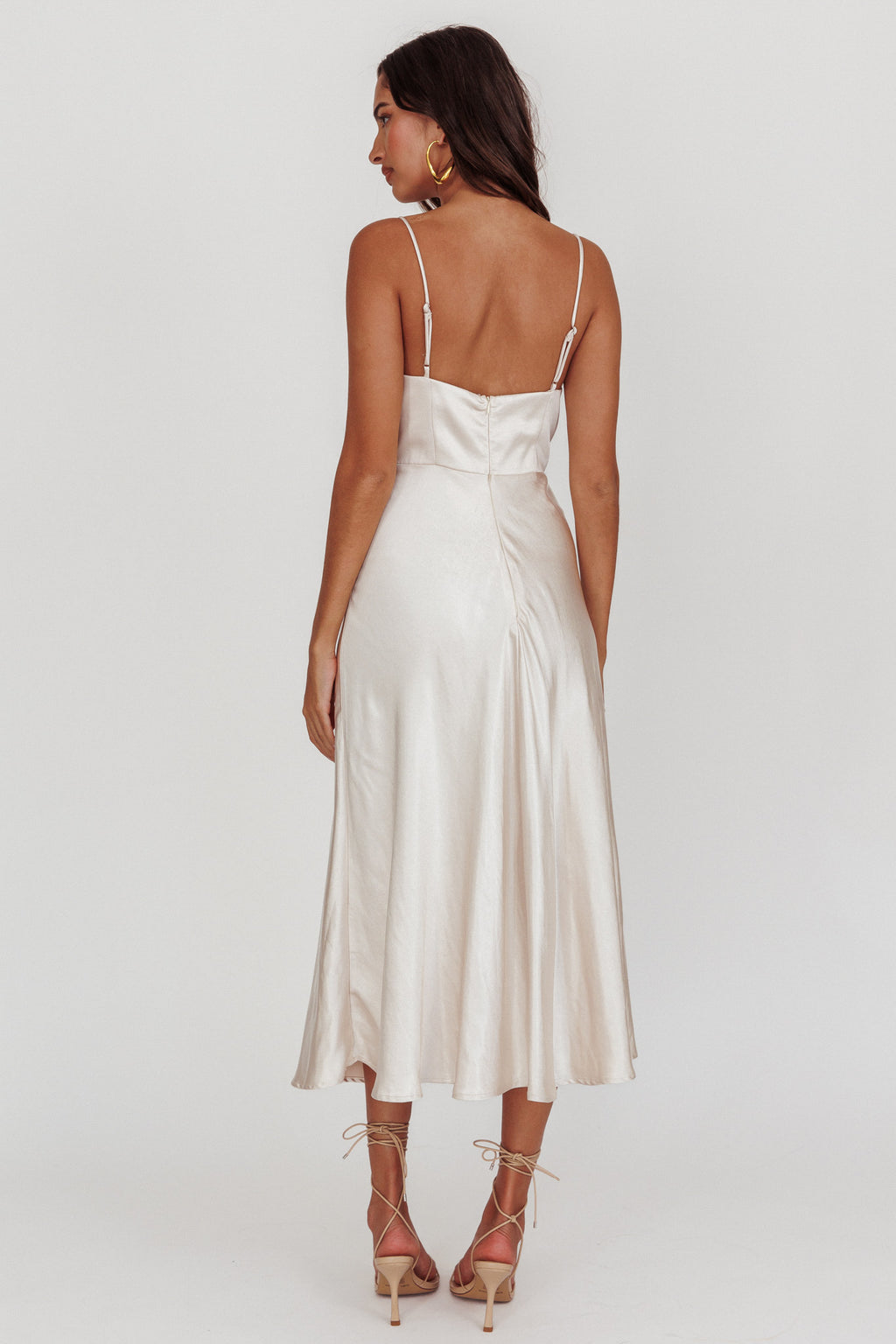 Lake Como A-Line Midi Dress Champagne by Selfie Leslie