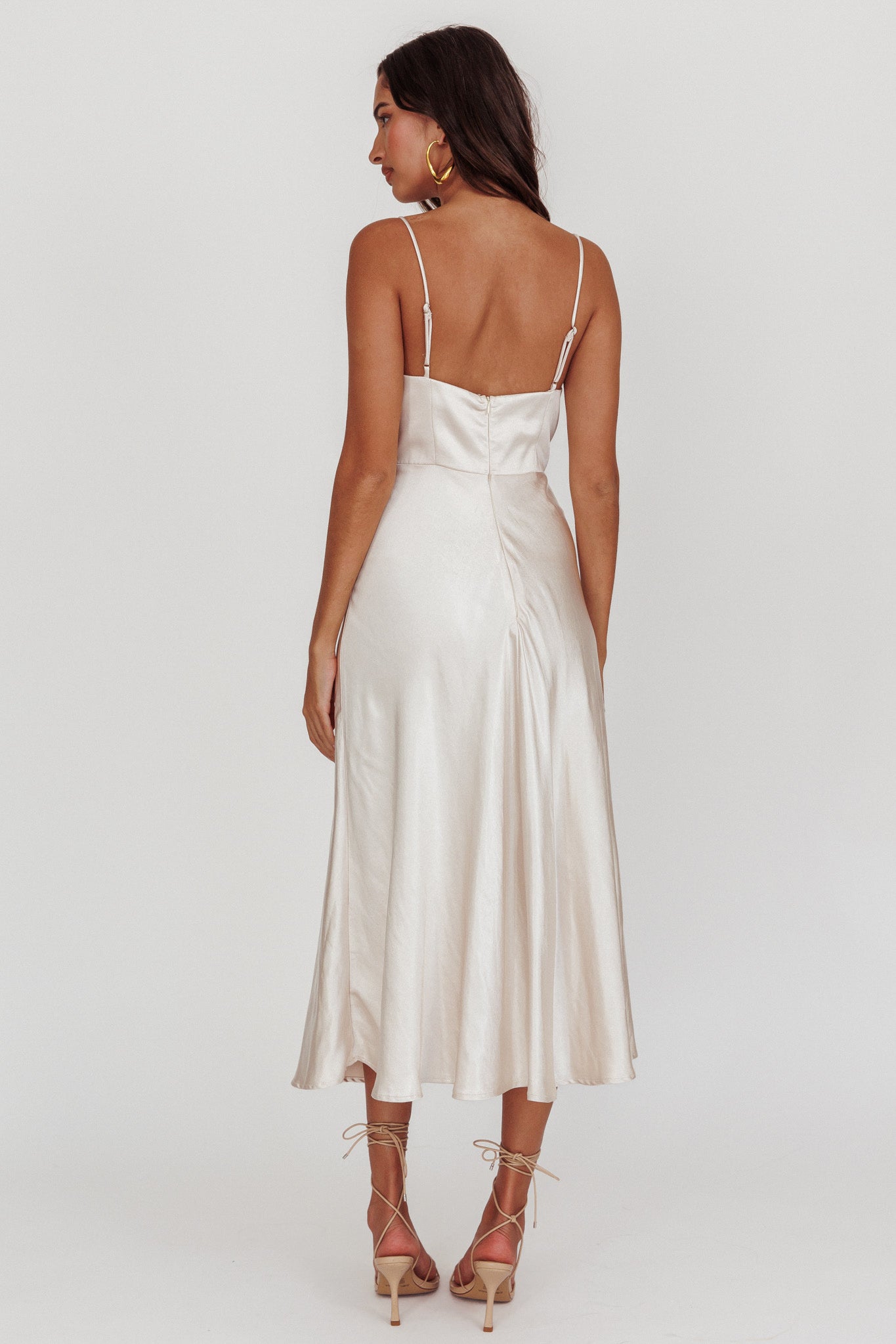 Lake Como A-Line Midi Dress Champagne by Selfie Leslie