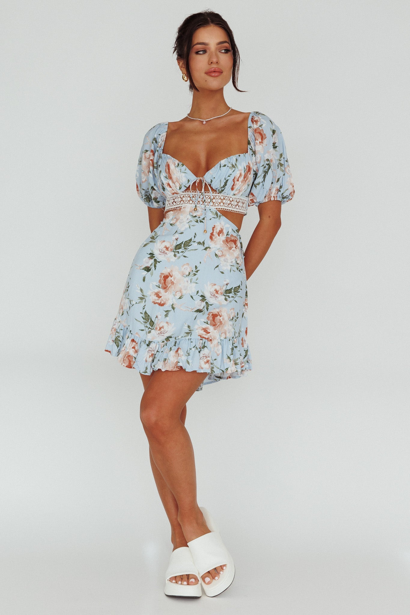 Sweet Romance Cut-Out Mini Dress Blue by Selfie Leslie