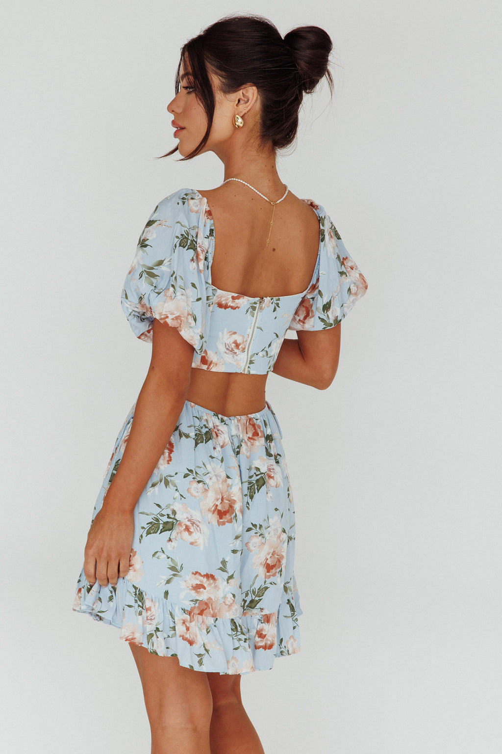 Sweet Romance Cut-Out Mini Dress Blue by Selfie Leslie