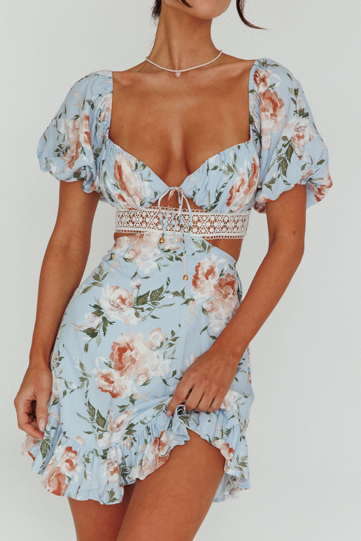 Sweet Romance Cut-Out Mini Dress Blue by Selfie Leslie