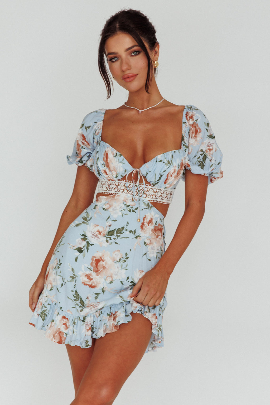 Sweet Romance Cut-Out Mini Dress Blue by Selfie Leslie