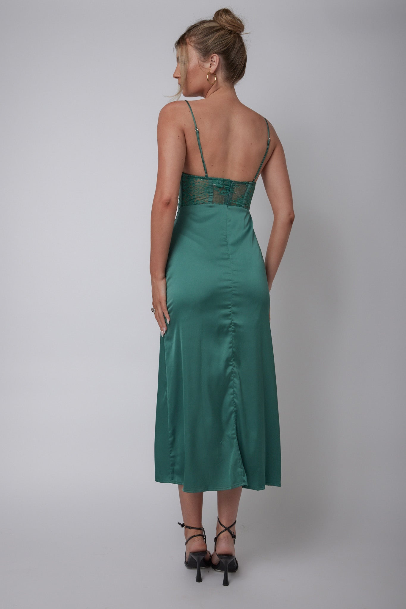 Trophy Lace Bodice Midi Dress Emerald by Selfie Leslie