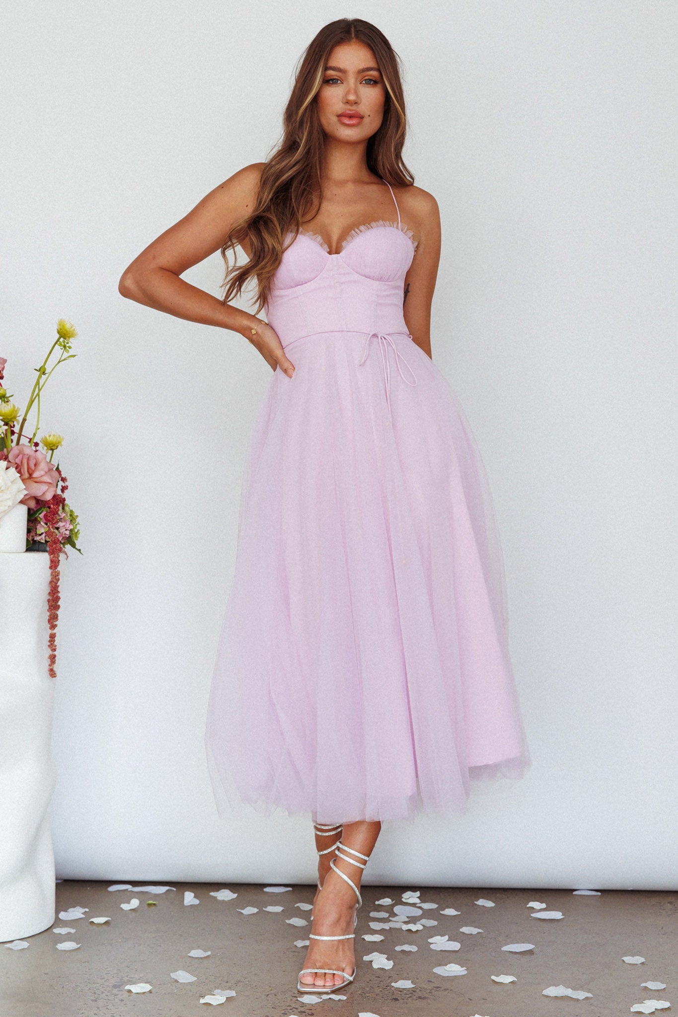 Smitten Sweetheart Neckline Chiffon Midi Dress Orchid by Selfie Leslie