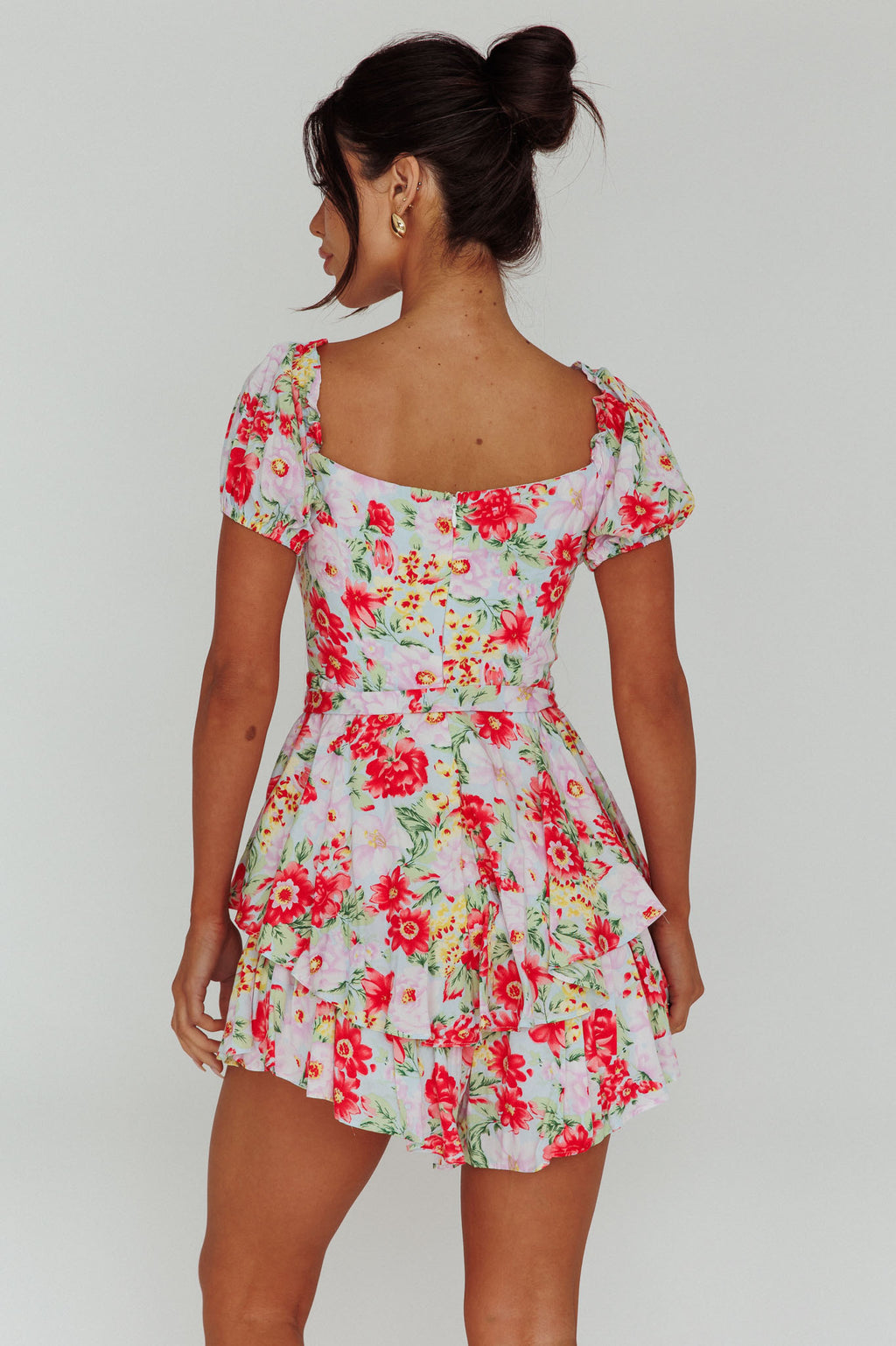 Whimsical Cut-out Bodice Romper Floral Pink by Selfie Leslie