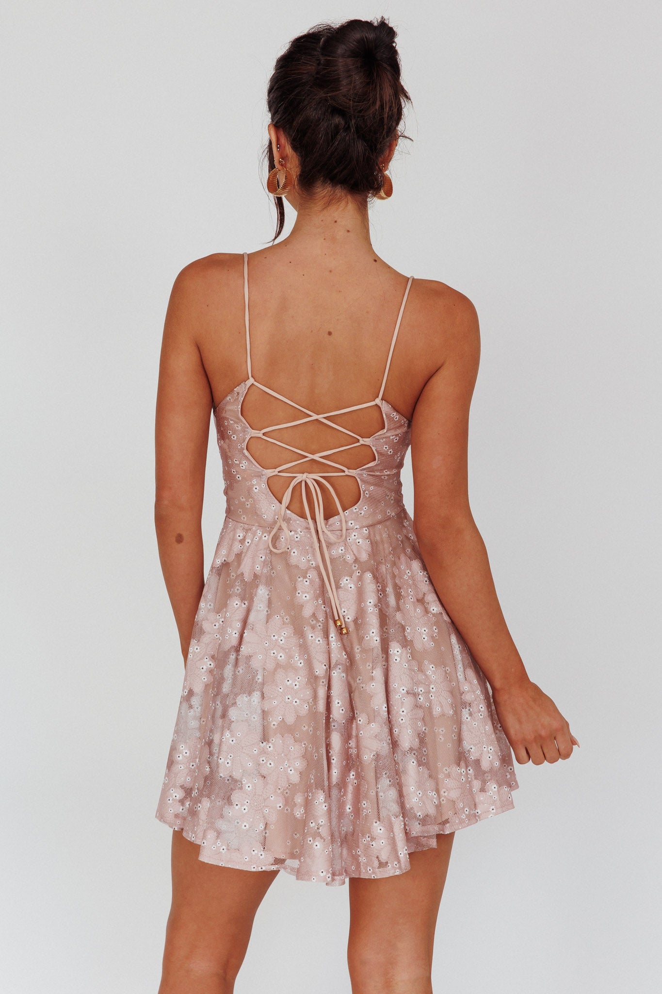 Merida Lace-Up Back Dress Floral Blush by Selfie Leslie